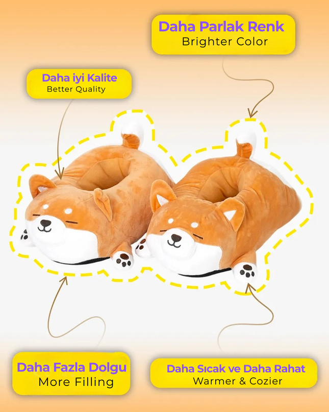 Pofuduk Corgi Peluş Ev Terliği