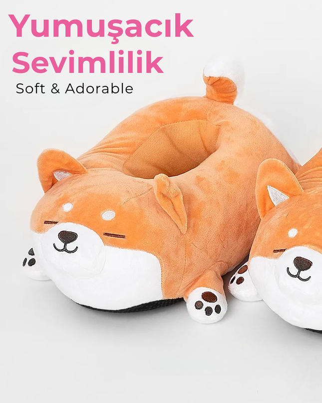 Pofuduk Corgi Peluş Ev Terliği