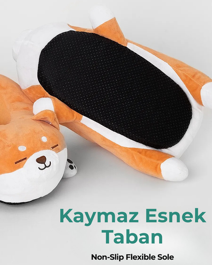 Pofuduk Corgi Peluş Ev Terliği
