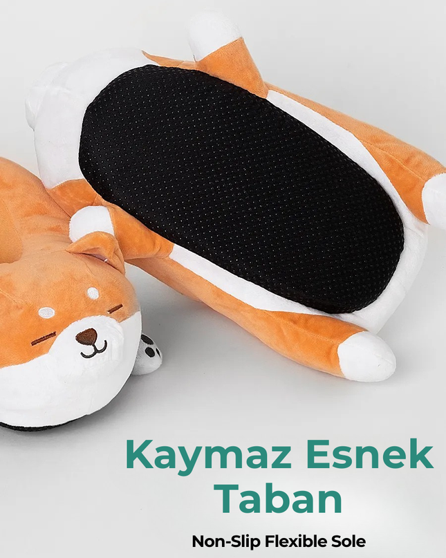 Pofuduk Corgi Peluş Ev Terliği