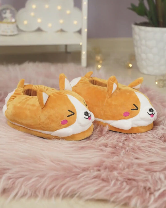 Pofuduk Corgi Peluş Ev Terliği